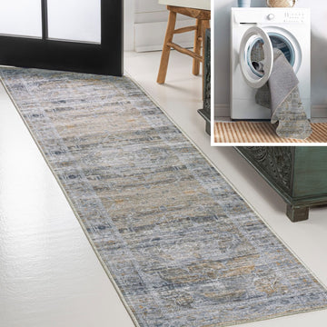 Alanya Ornate Medallion Washable Area Rug
